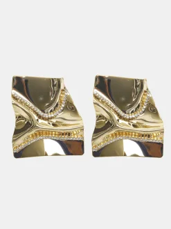 Women Source Unknown Accessories-Abstract Crystal Earrings, Gold