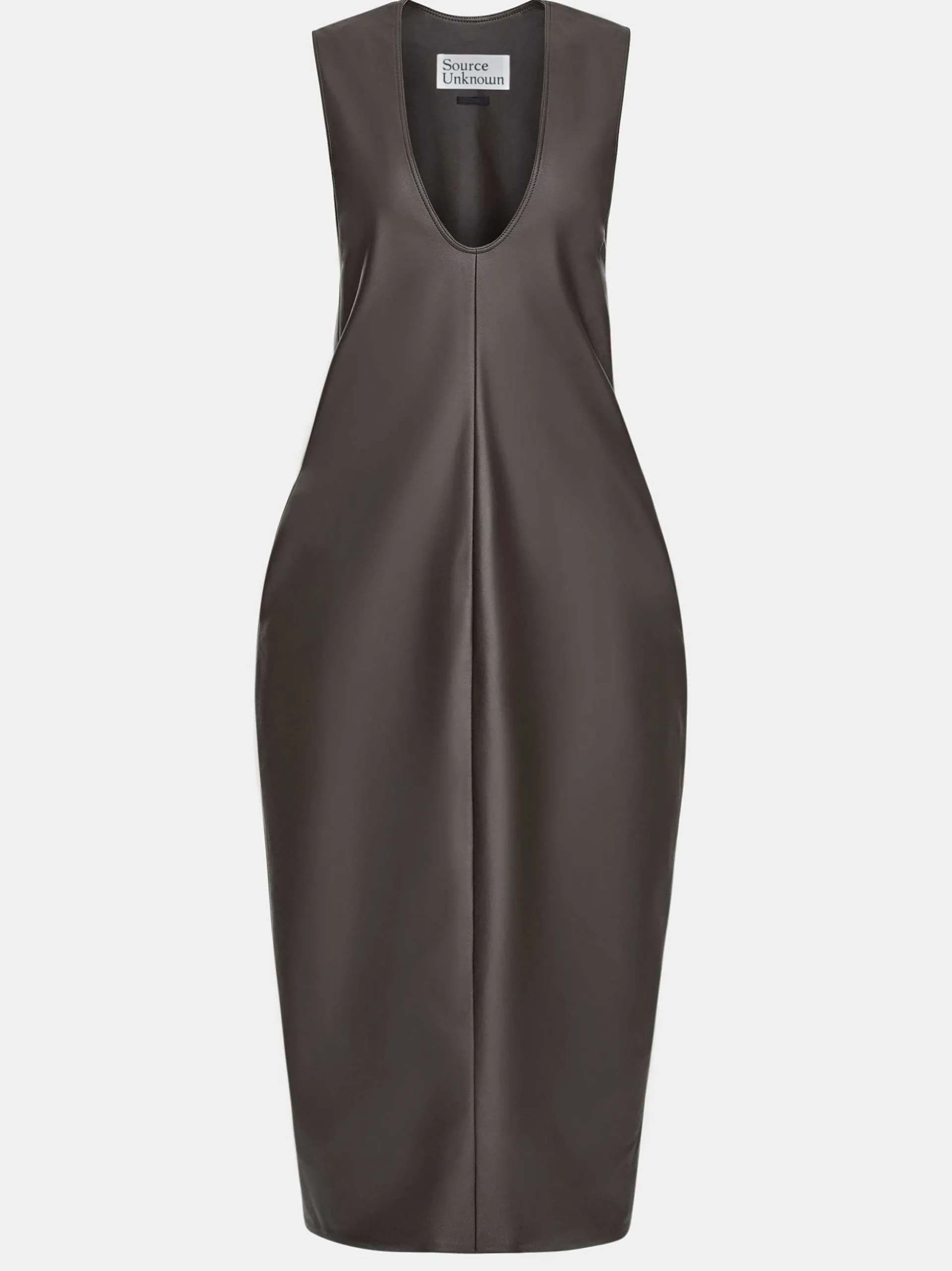 Women Source Unknown Dresses-Adua Faux Leather Maxi Dress, Chocolate