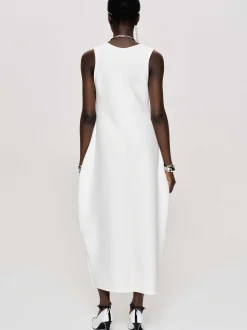 Women Source Unknown Clothing-Adua Vase Midi Dress, White