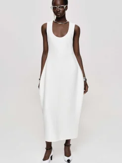 Women Source Unknown Dresses-Adua Vase Midi Dress, White