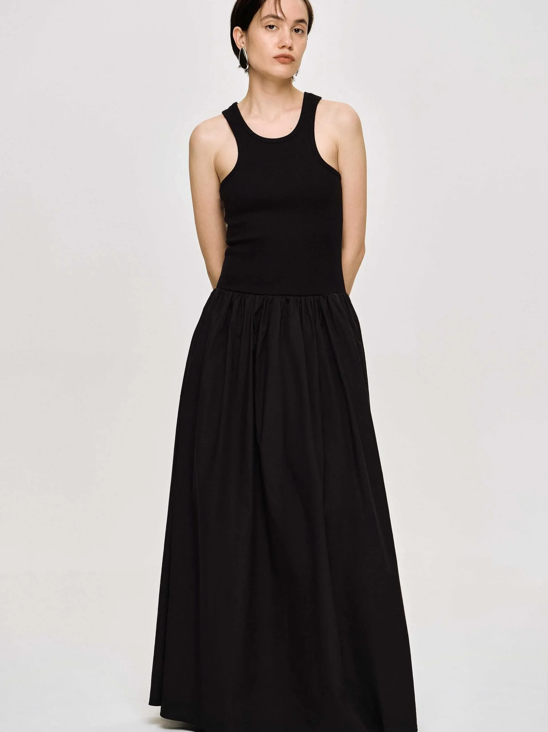 Women Source Unknown Clothing-Amal Drop Waist Racer Tank Dress, Black