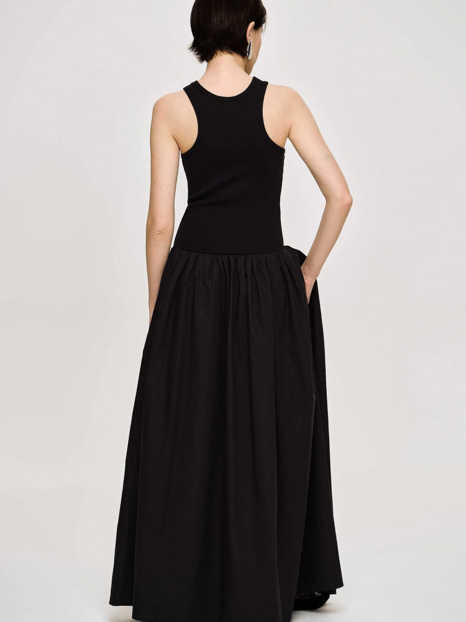 Women Source Unknown Clothing-Amal Drop Waist Racer Tank Dress, Black