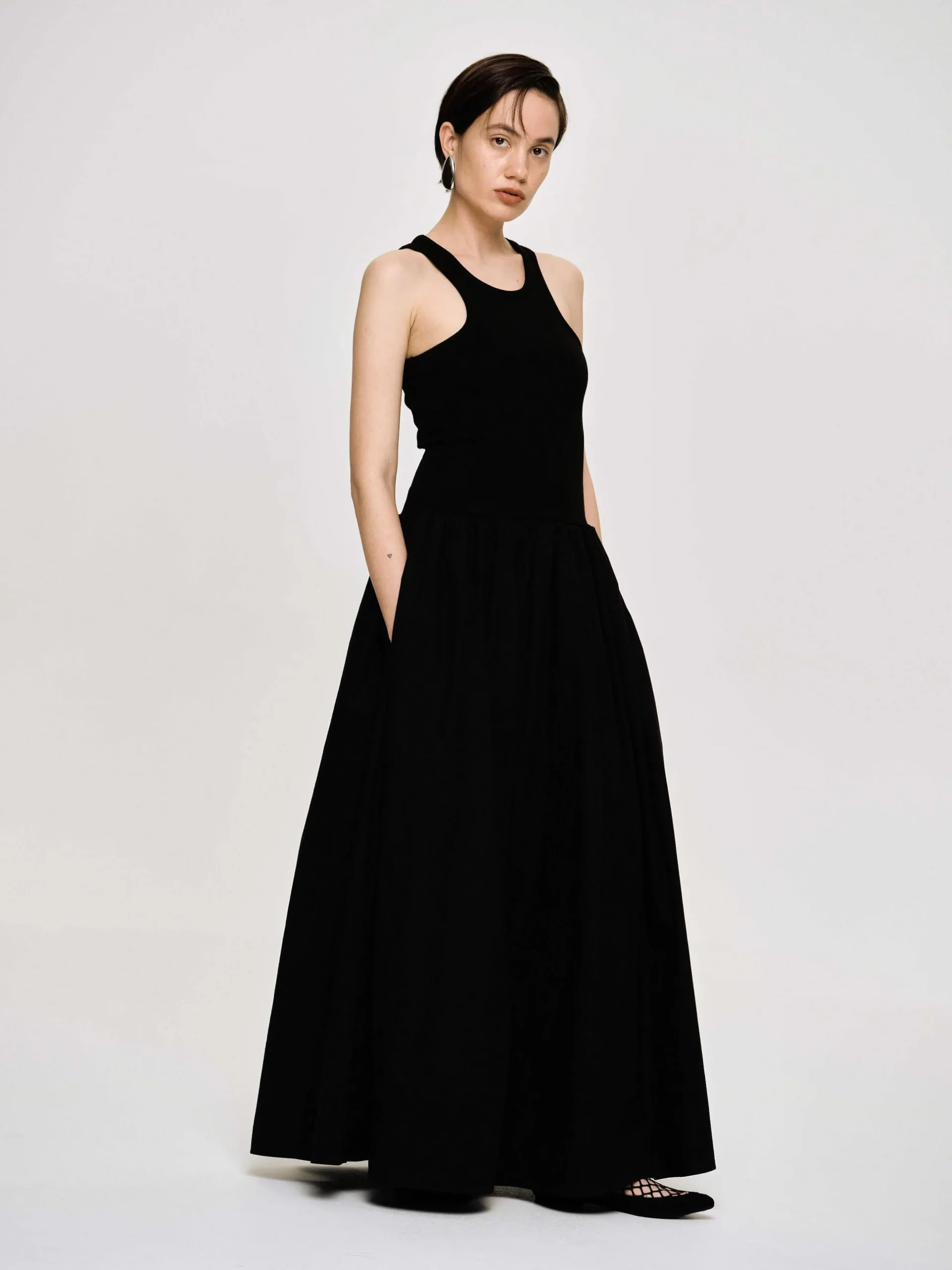 Women Source Unknown Clothing-Amal Drop Waist Racer Tank Dress, Black