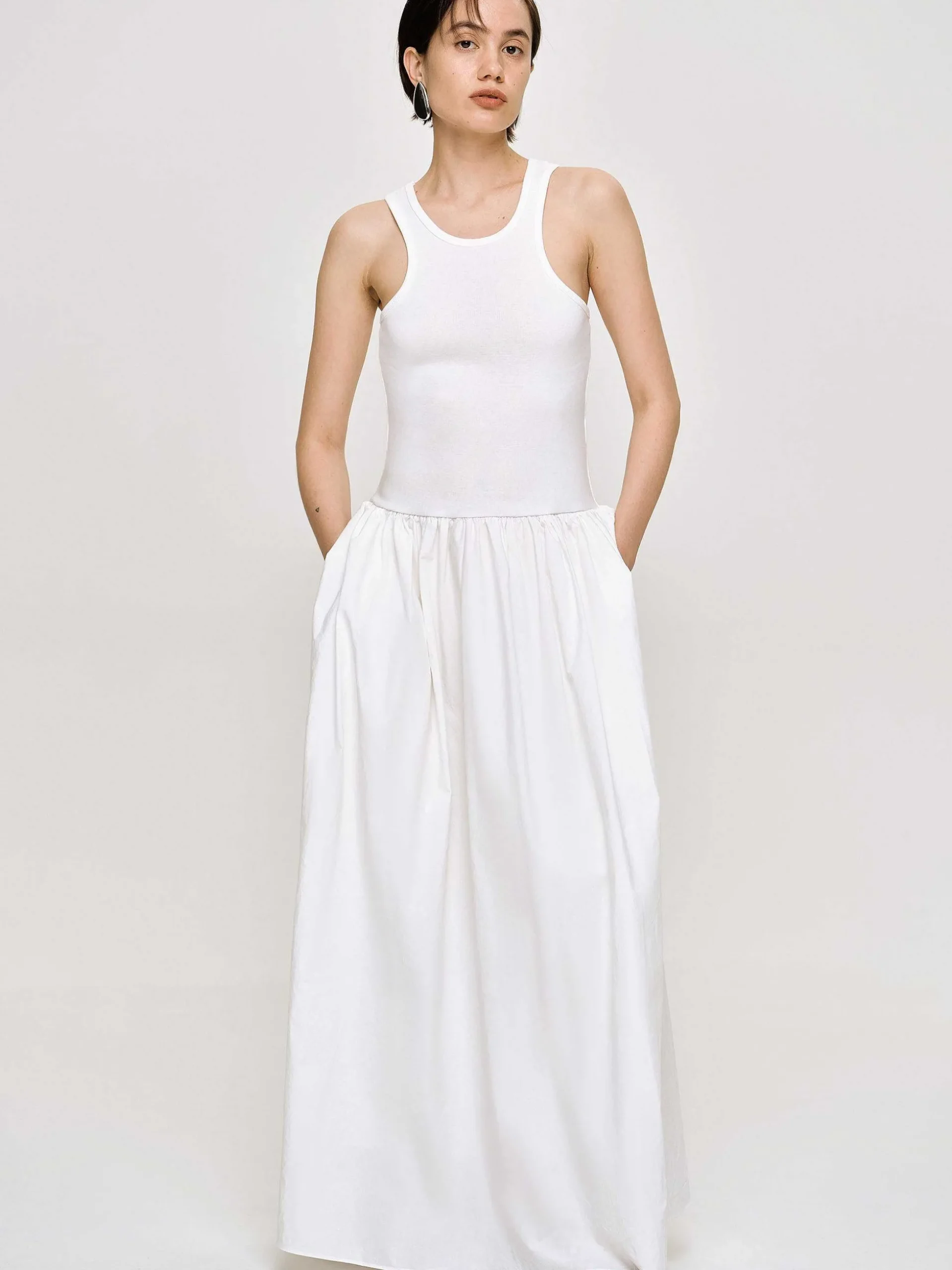 Women Source Unknown Clothing-Amal Drop Waist Racer Tank Dress, White
