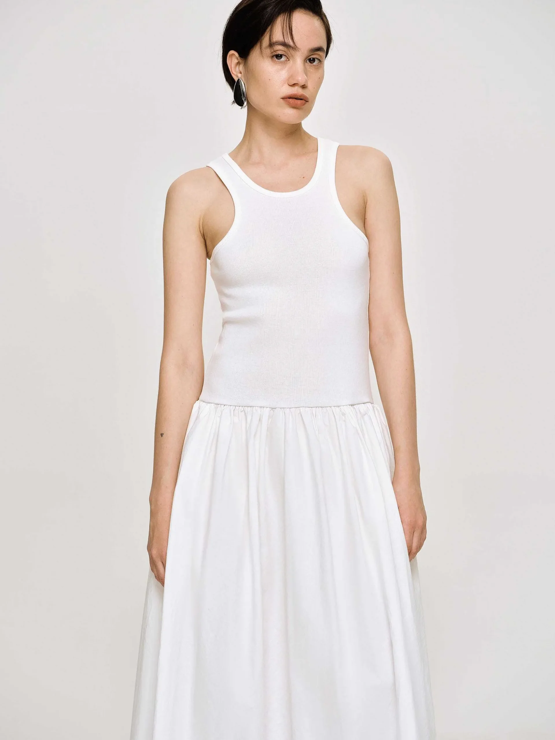Women Source Unknown Clothing-Amal Drop Waist Racer Tank Dress, White