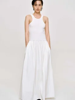 Women Source Unknown Clothing-Amal Drop Waist Racer Tank Dress, White