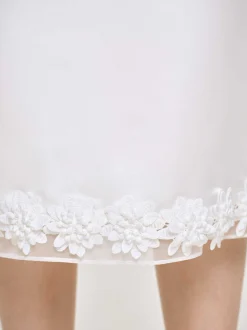Women Source Unknown Bottoms-Applique Satin Skirt, White