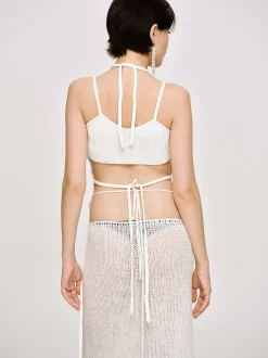 Women Source Unknown Clothing-Asymmetric Knit Tank Top, White