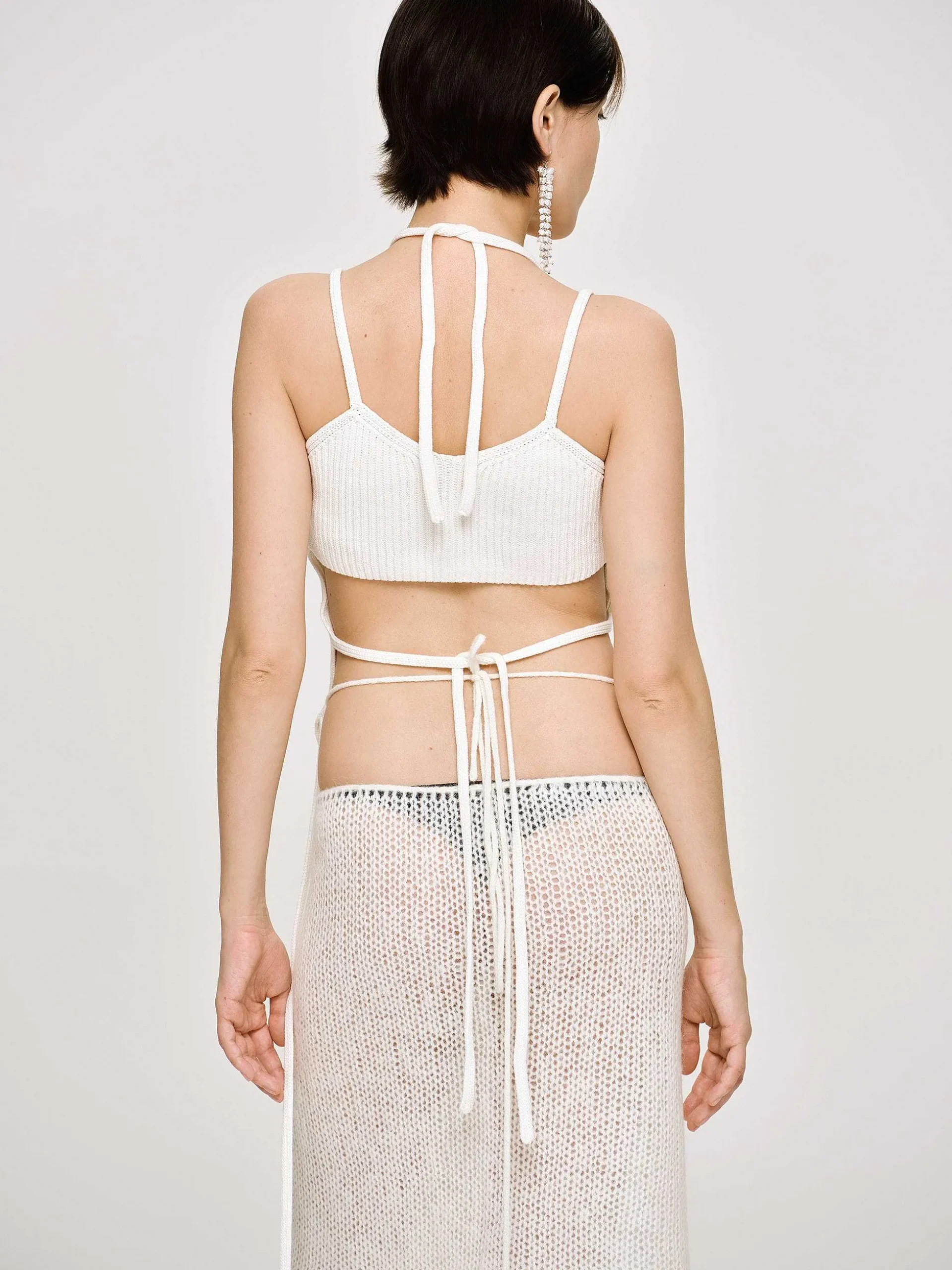 Women Source Unknown Clothing-Asymmetric Knit Tank Top, White