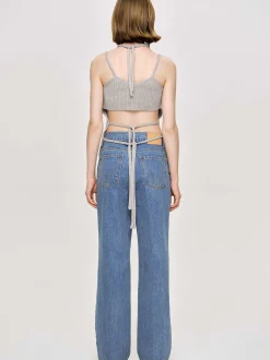 Women Source Unknown Clothing-Asymmetric Knit Tank Top, Fossil Grey