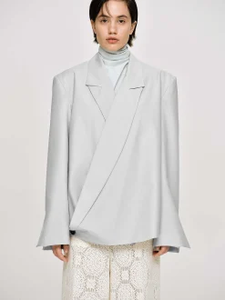 Women Source Unknown Accessories-Baia Boxy Wrap Blazer, Gainsboro Grey