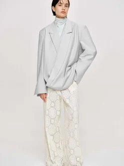 Women Source Unknown Accessories-Baia Boxy Wrap Blazer, Gainsboro Grey