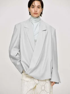 Women Source Unknown Accessories-Baia Boxy Wrap Blazer, Gainsboro Grey