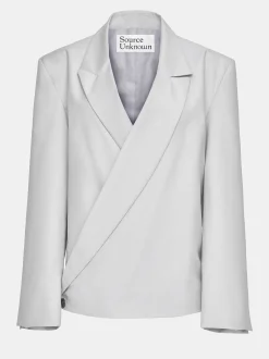 Women Source Unknown Accessories-Baia Boxy Wrap Blazer, Gainsboro Grey