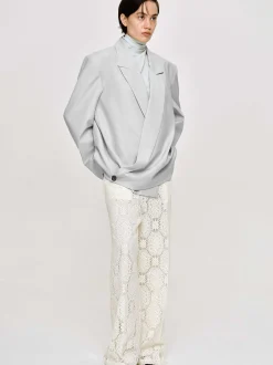Women Source Unknown Accessories-Baia Boxy Wrap Blazer, Gainsboro Grey
