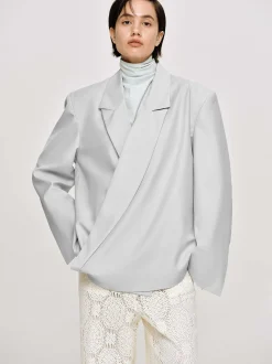 Women Source Unknown Accessories-Baia Boxy Wrap Blazer, Gainsboro Grey