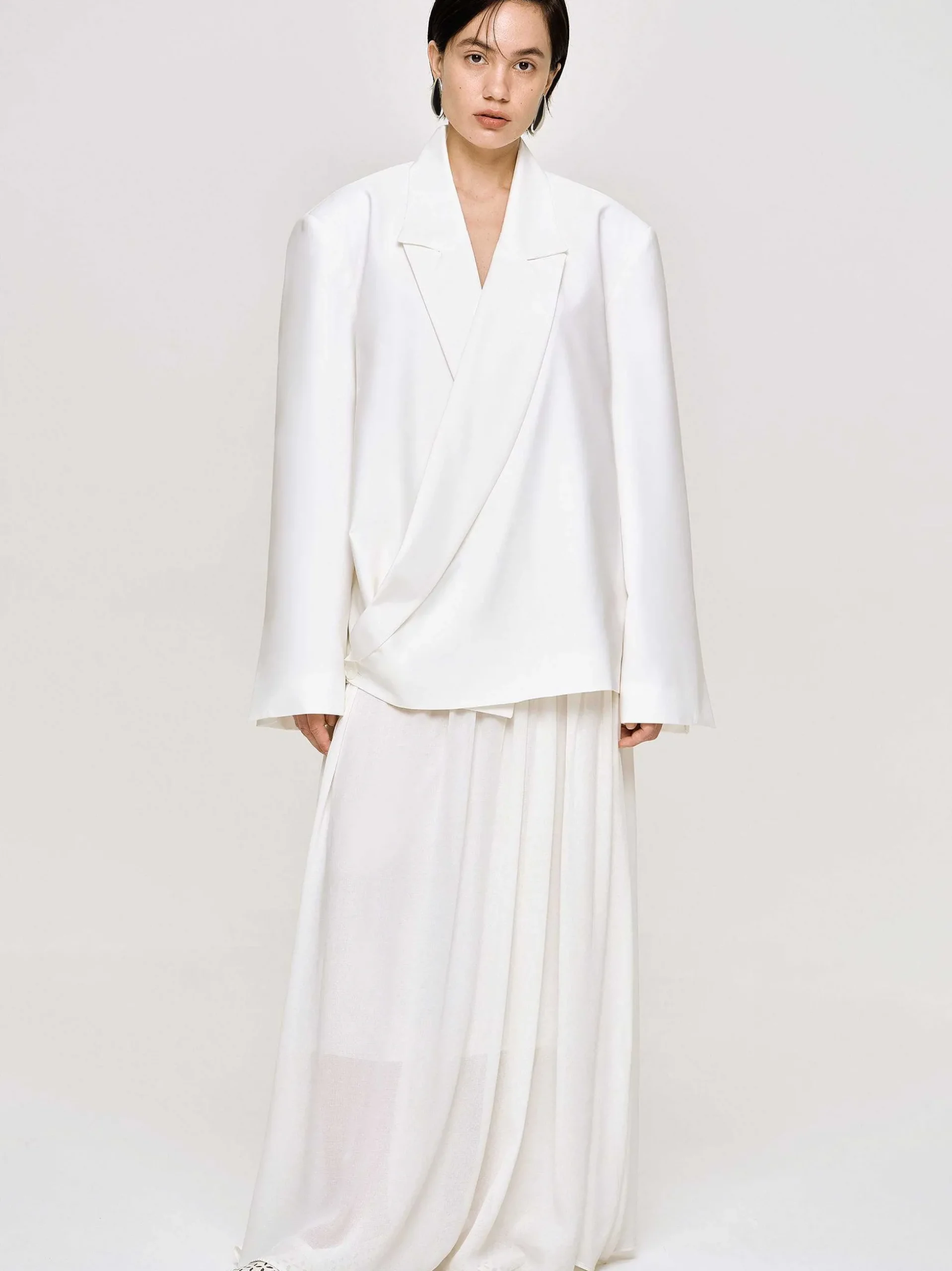 Women Source Unknown Accessories-Baia Boxy Wrap Blazer, White