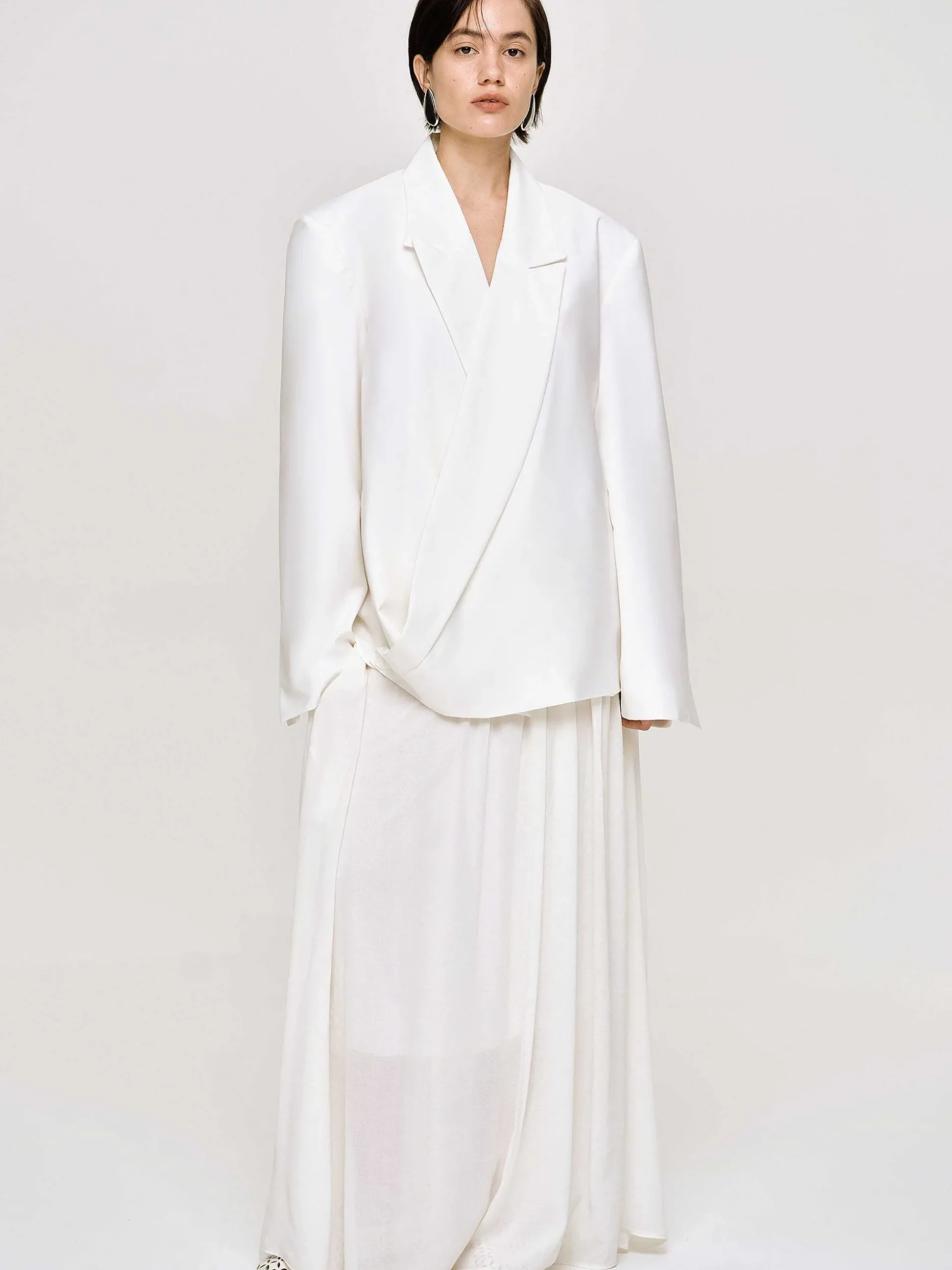 Women Source Unknown Accessories-Baia Boxy Wrap Blazer, White
