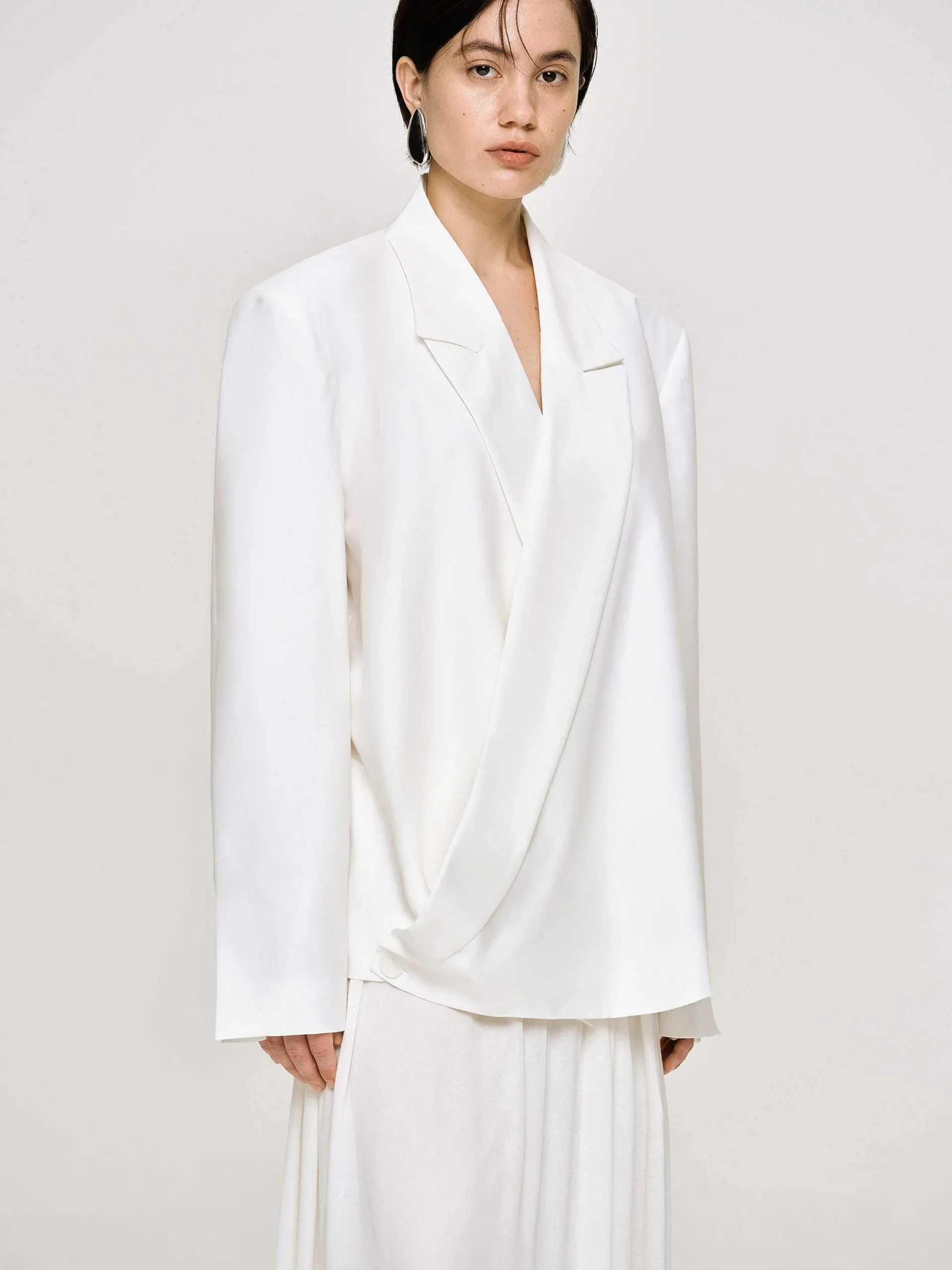 Women Source Unknown Accessories-Baia Boxy Wrap Blazer, White