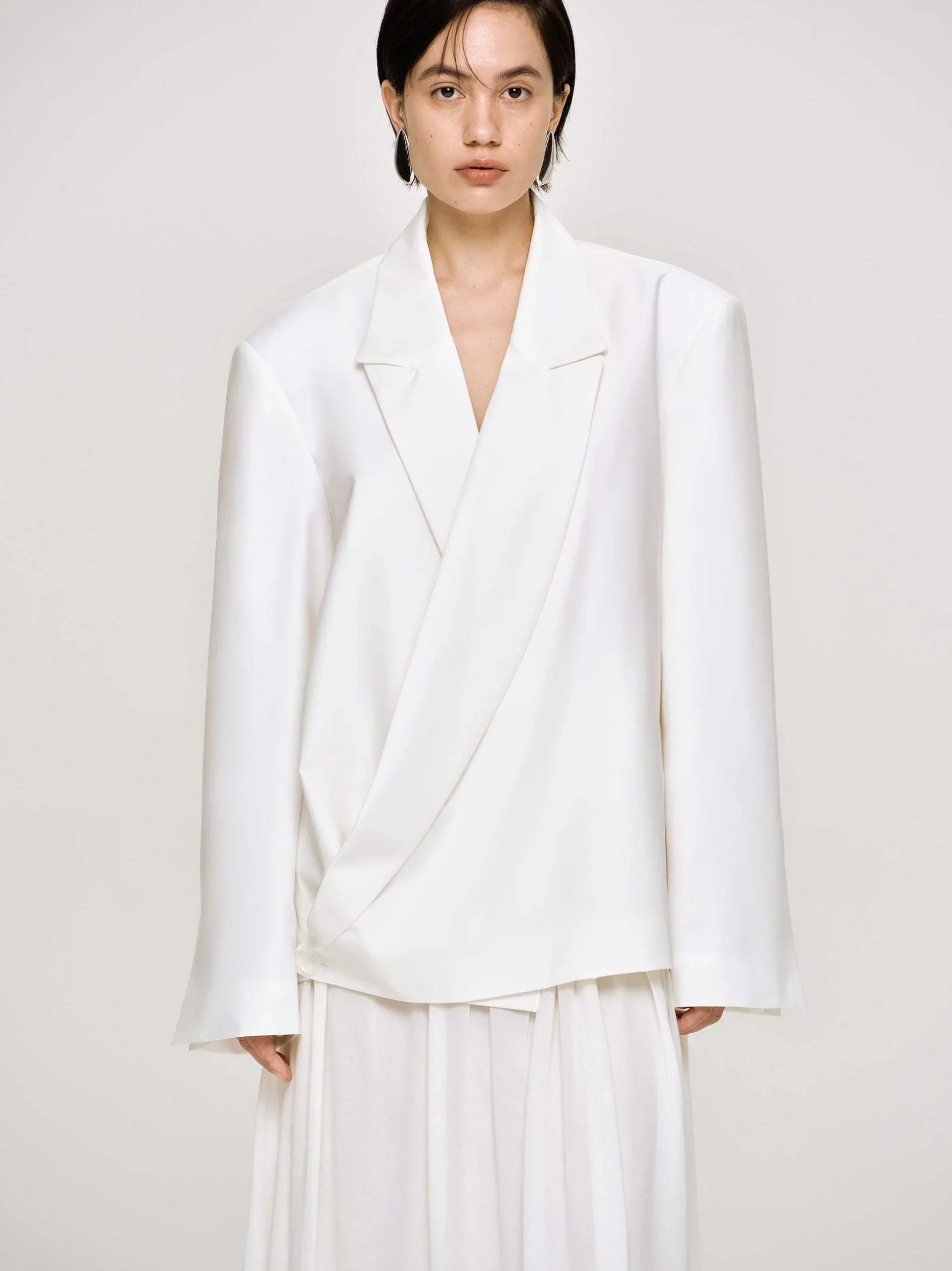 Women Source Unknown Accessories-Baia Boxy Wrap Blazer, White