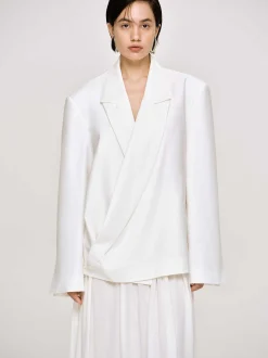 Women Source Unknown Accessories-Baia Boxy Wrap Blazer, White