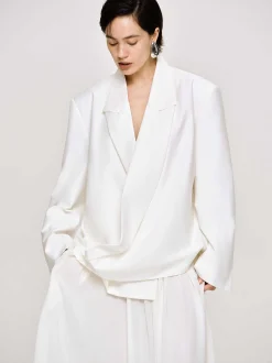 Women Source Unknown Accessories-Baia Boxy Wrap Blazer, White