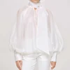 Women Source Unknown Accessories-Balloon Sheer Blouse, White