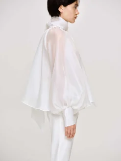 Women Source Unknown Accessories-Balloon Sheer Blouse, White