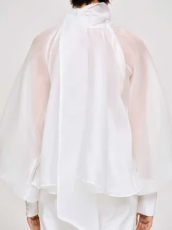 Women Source Unknown Accessories-Balloon Sheer Blouse, White