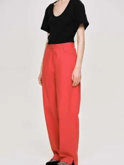 Women Source Unknown Bottoms-Barrel-Leg Pants, Red