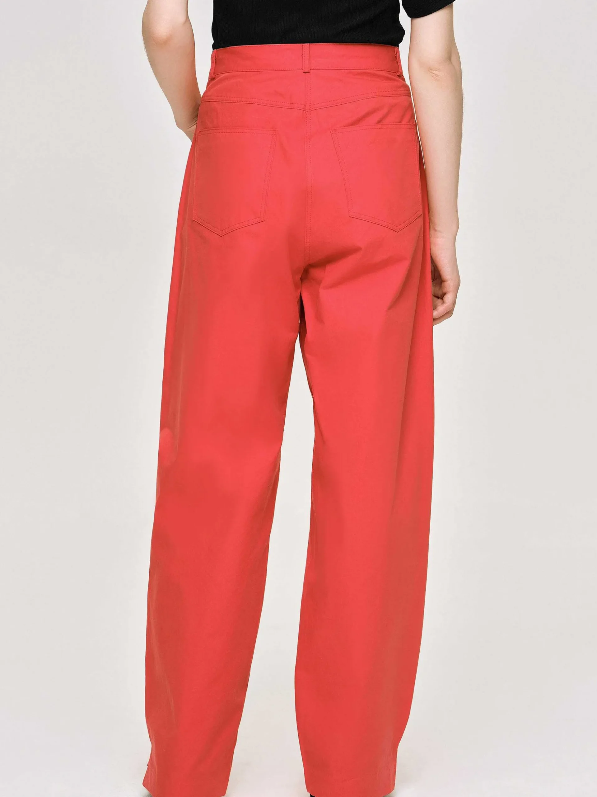 Women Source Unknown Clothing-Barrel-Leg Pants, Red