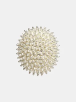 Women Source Unknown Clothing-Beaded Ball Earrings, Cream