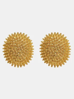 Women Source Unknown Accessories-Beaded Ball Earrings, Gold