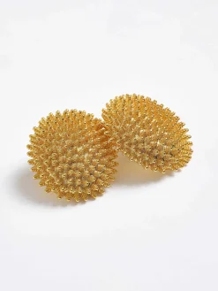 Women Source Unknown Accessories-Beaded Ball Earrings, Gold