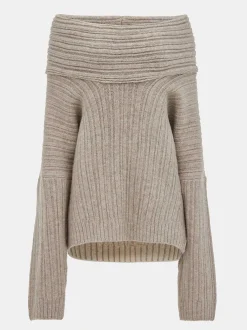 Women Source Unknown Accessories-Becca Oversized High Roll Knit Pullover, Coconut