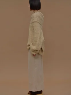 Women Source Unknown Accessories-Becca Oversized High Roll Knit Pullover, Butter