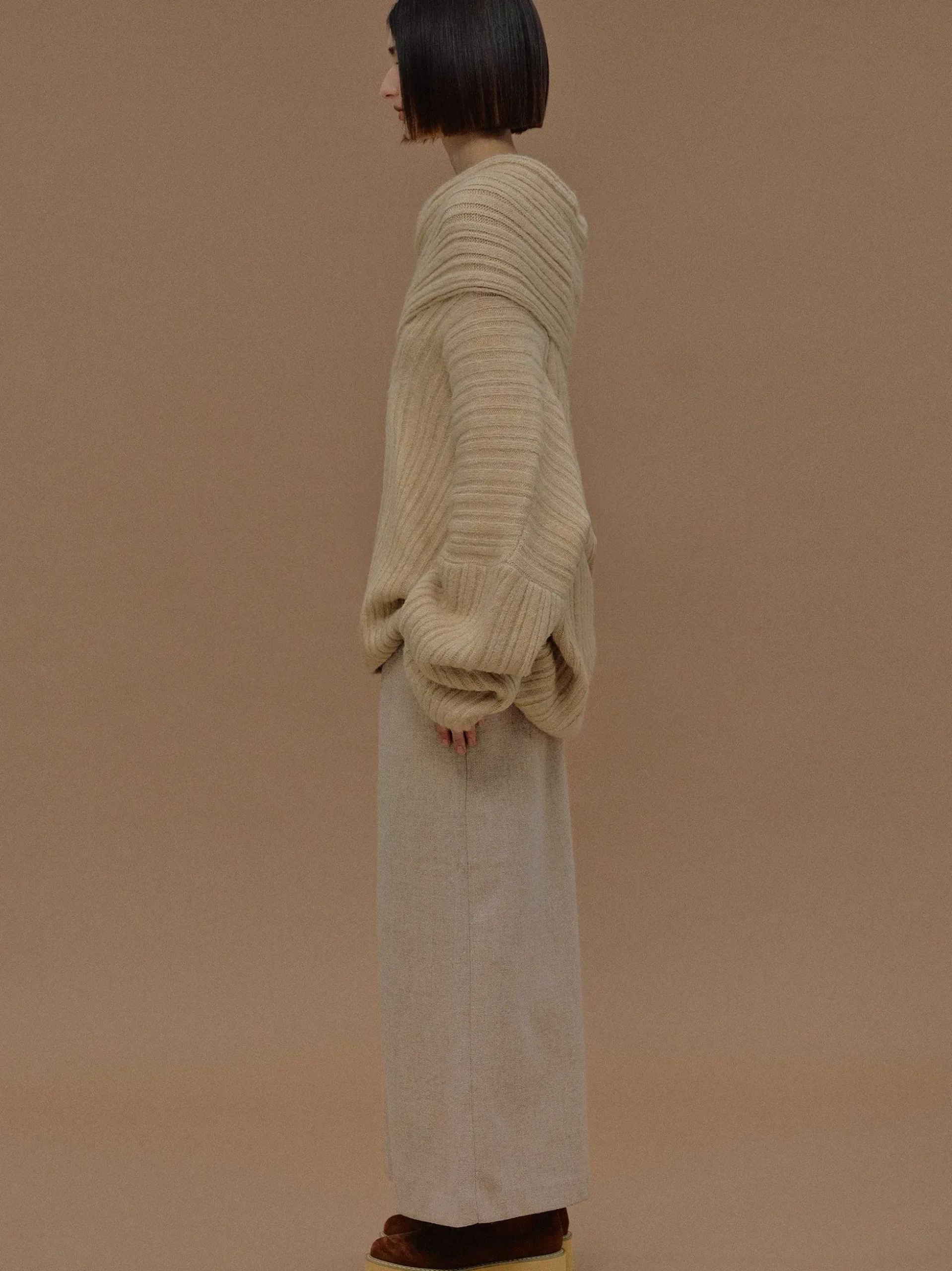 Women Source Unknown Accessories-Becca Oversized High Roll Knit Pullover, Butter