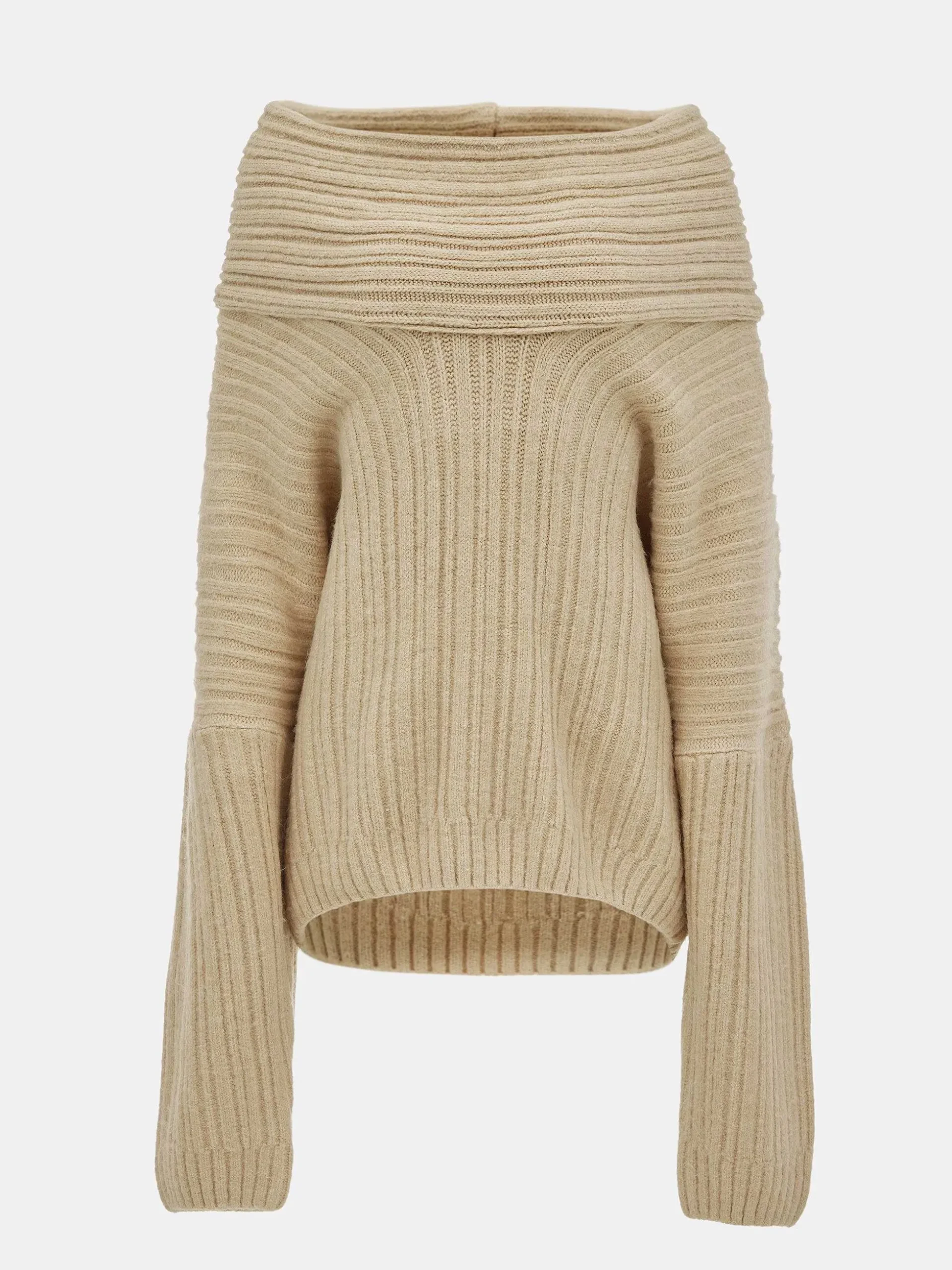 Women Source Unknown Accessories-Becca Oversized High Roll Knit Pullover, Butter