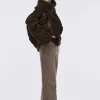 Women Source Unknown Accessories-Becca Oversized High Roll Knit Pullover, Chocolate
