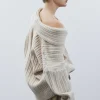 Women Source Unknown Accessories-Becca Oversized High Roll Knit Pullover, Birch