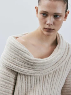 Women Source Unknown Accessories-Becca Oversized High Roll Knit Pullover, Birch