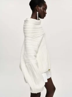 Women Source Unknown Accessories-Becca Oversized High Roll Knit Pullover, White