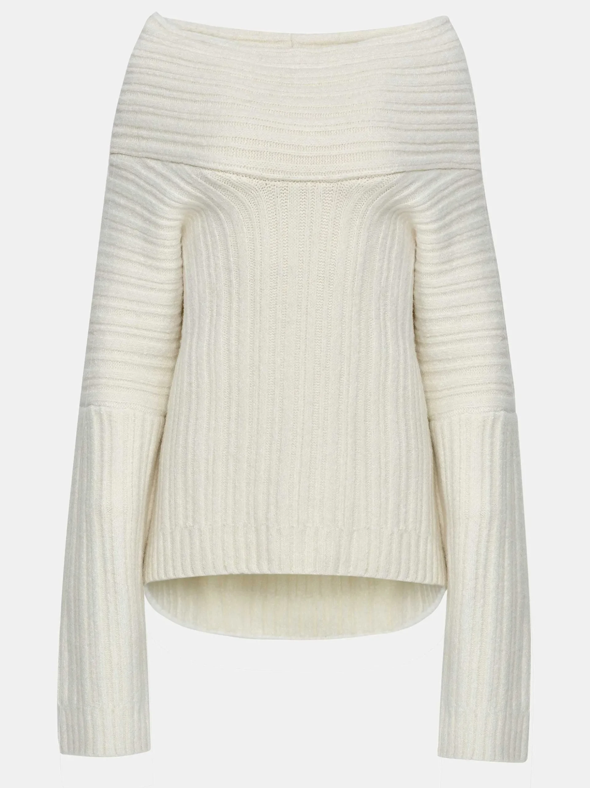 Women Source Unknown Accessories-Becca Oversized High Roll Knit Pullover, White