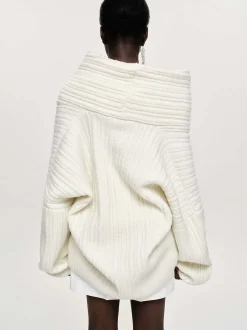 Women Source Unknown Accessories-Becca Oversized High Roll Knit Pullover, White