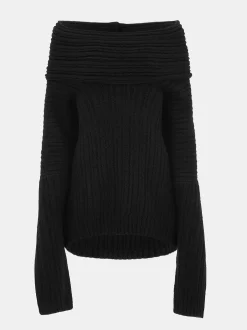 Women Source Unknown Accessories-Becca Oversized High Roll Knit Pullover, Black