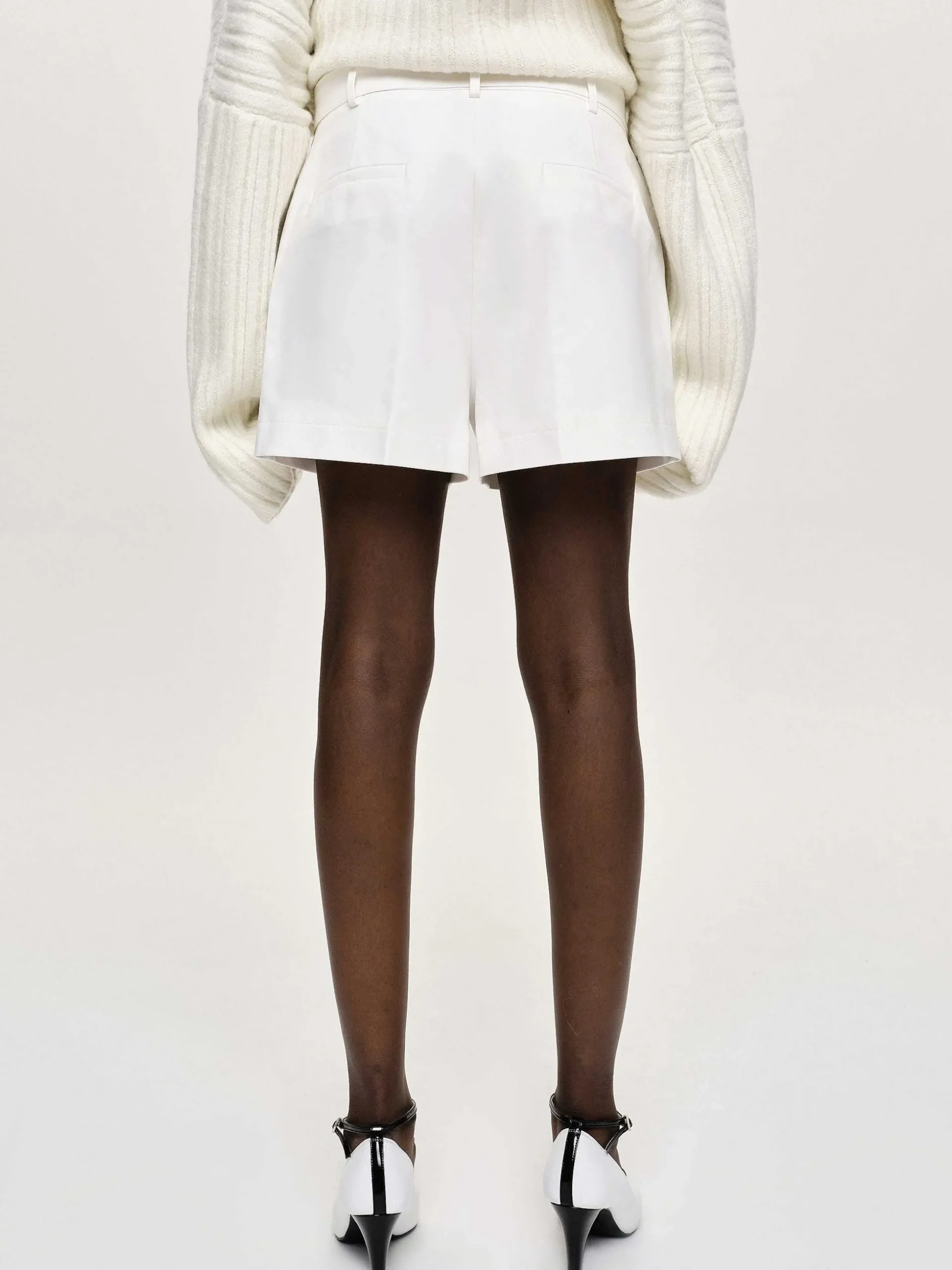 Women Source Unknown Clothing-Belted Wide Shorts, White