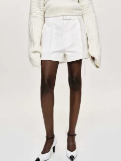 Women Source Unknown Clothing-Belted Wide Shorts, White
