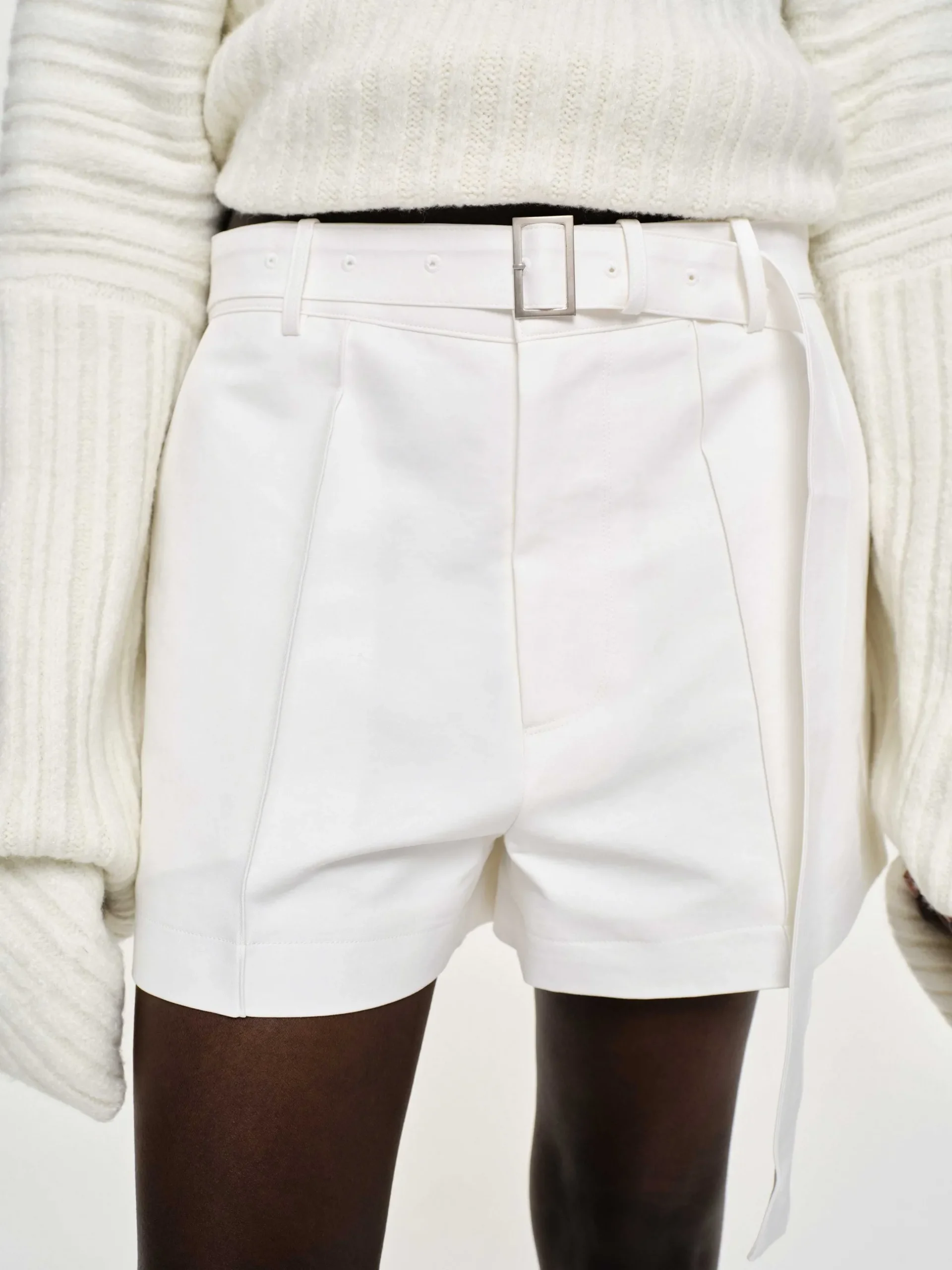 Women Source Unknown Bottoms-Belted Wide Shorts, White