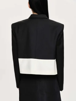 Women Source Unknown Accessories-Bicolor Blazer, Black/Ivory
