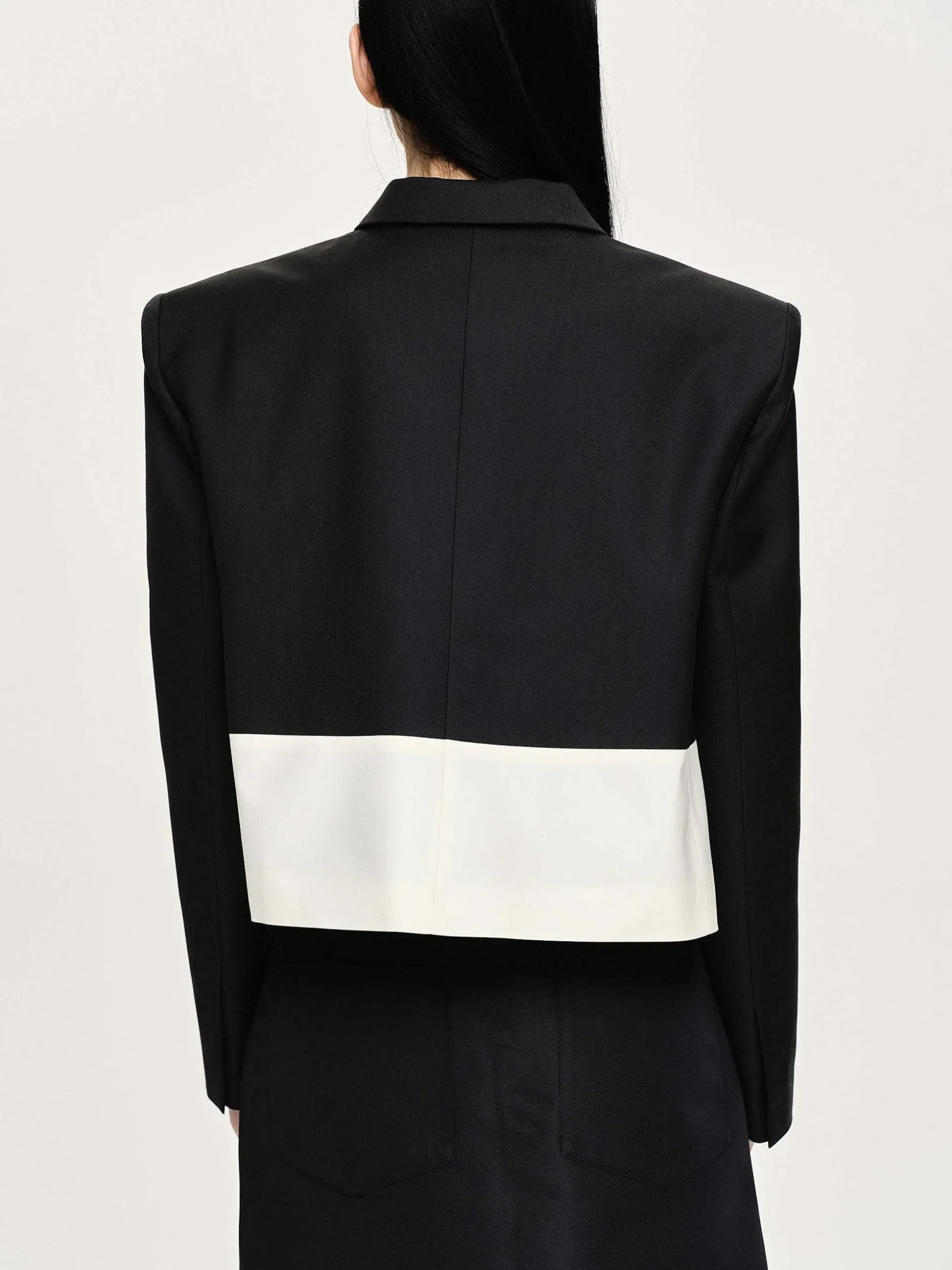 Women Source Unknown Accessories-Bicolor Blazer, Black/Ivory